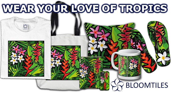 Bloomtiles store: tropical, floral, exotic design merch