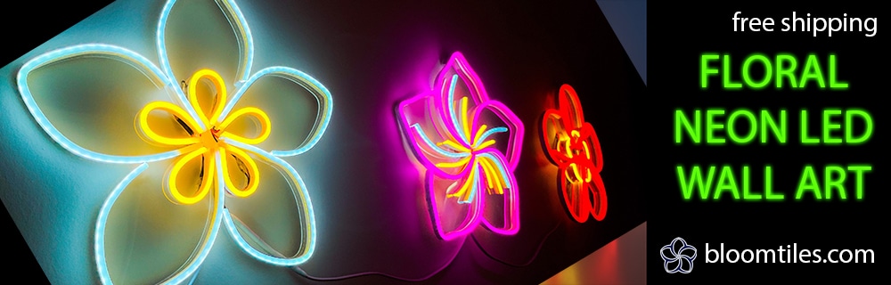 Neon LED Floral Wall Art