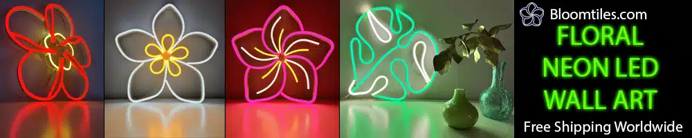 Neon LED Floral Wall Art Decorations