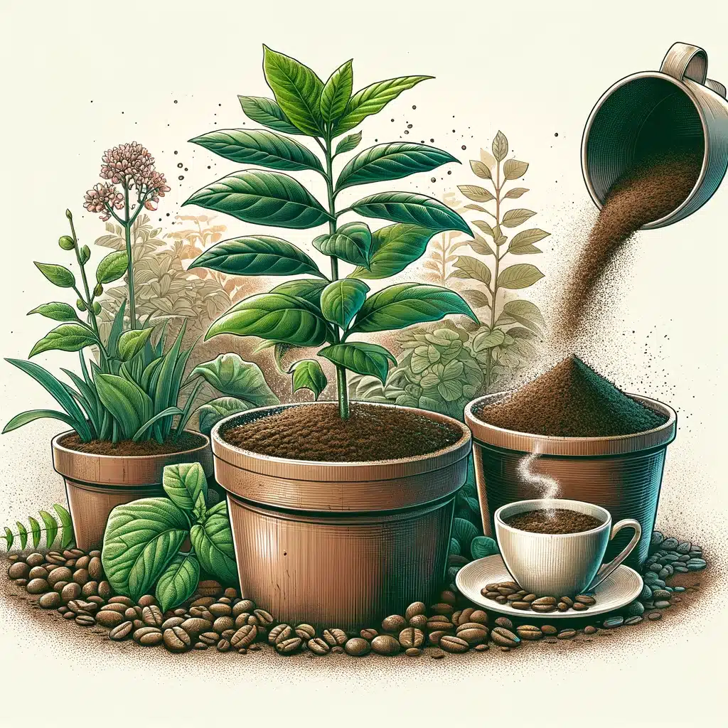 Using coffee grounds as plant nutrition.