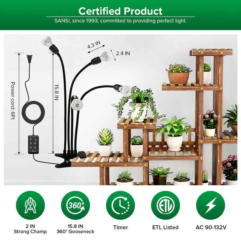 GF GROW LEDライト 4灯 本体 32W Full-Spectrum LED Grow Light - 4-Band Red/Blue/UV/IR for